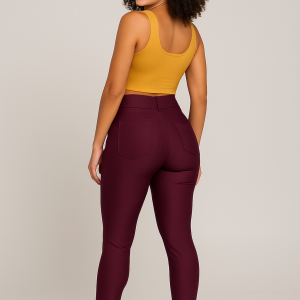 pantalón prada con botones dorados – burdeo