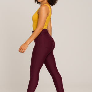 pantalón prada con botones dorados – burdeo