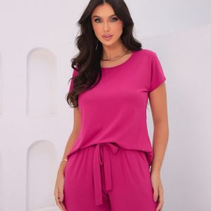conjunto elastizado, manga corta, cuello redondo