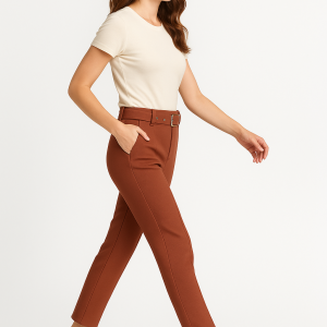 pantalón entallado con cinturón