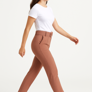 pantalón entallado con cinturón incorporado